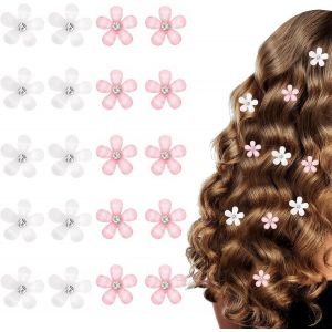 Lbgwp60-20 Pièces Pince Cheveux Fleur, Résine Fleurs Cheveux Mariage, Accessoire Cheveux Mariage, Blanc Et Rose Pince Fleur Cheveux, Pour Anniversaire, Mariage, Rendez-Vous - Neuf