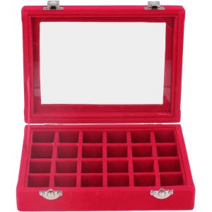 Boîte à Bijoux, 24 Compartiments Velvet Plateau de Bijoux, étui à Bijoux, Vitrine De Rangement De Bijoux, étui à Bijoux Avec Serrures, Petit Organisateur, Pour Boucles D'oreilles, Bagues(Blanc) - Neuf