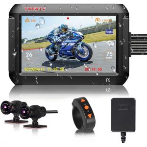 Dashcam Moto Caméra de Motos, Double Lentille HD 1080P Caméra Avant et arrière DVR Moto, Écran LCD 4,0 Pouces Grand Angle 150 °, GPS, WiFi, Vision Nocturne, WDR - Neuf