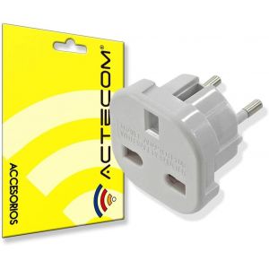 KALANKA-ACTECOM&reg; Adaptateur universel de voyage : Convertisseur de courant Type G vers C/E/F, Blanc, 230 volts, 1 prise, Adaptateur de prise UK vers UE, Compatible appareils - Neuf