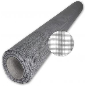 Gaze moustiquaire - Protection insectes - Tissu en fibre de verre transparent, résistant aux UV, vendu au mètre - 200 cm, gris - Neuf