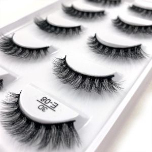 Ore-5 Paires Multipack 3d Doux Vison Cheveux Faux Cils À La Main Vaporeux Moelleux Longs Cils Naturel Yeux Maquillage Outils Faux H13 E08 E01-5 Pairs-E-08- - Neuf