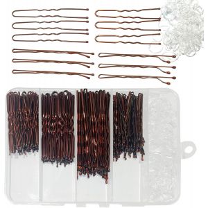 Lot De 300 Épingles À Cheveux Bobby - En Forme De U - Avec Boîte De Rangement - Accessoires De Coiffure - En Métal - Forme Ondulée - Pour Femme - Neuf