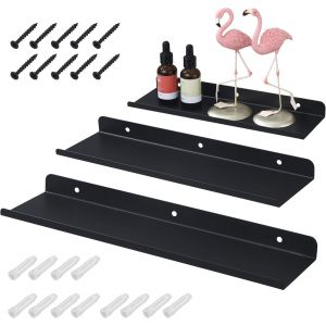CAUC-&Eacute;tag&egrave;re Murale, Ensemble de 3 pi&egrave;ces, Etagere Murale Noir, &eacute;tanche et r&eacute;sistant &agrave; l'humidit&eacute;, adapt&eacute; &agrave; la d&eacute;coration et au Rangement dans Le Salon, la Chambre, la Cuisine et la Salle de Bain - Neuf
