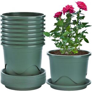 6 Pi&egrave;ces Plastique Pots De Fleurs,19cm &Eacute;paissir Pot De Fleur Contr&ocirc;le De La Racine Planteur De Semis De P&eacute;pini&egrave;re Jardin D&eacute;coratif Conteneur De Plantes (Vert) - Neuf