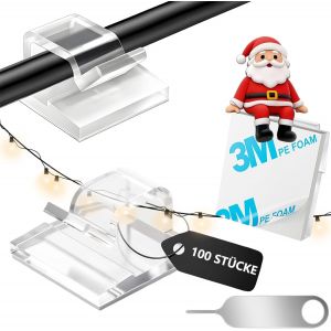 MEVRONISSHOP-Clips Cable 50pcs Transparent,Clip Support Attache Serre accroche Cable adhesif Fixation Cable Electrique Guirlande Lumineuse - Neuf