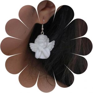 Kal-Boucles D'oreilles Acrylique Ange B&eacute;b&eacute; Boucles D'oreilles Pendantes Blanc Cupidon Ch&eacute;rubin Boucles D'oreilles Statement Sweet Angel Statue Boucles D'oreilles Ange Chanceux Bijoux Pour Femmes - Neuf