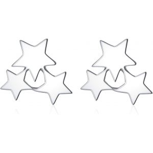 Kal-Boucles D'oreilles En Argent Sterling 925 Pour Femme - Hypoallergéniques - En Argent 925 - Pour Cartilage - Dormir - Petites Étoiles - Pour Fille - Neuf