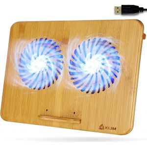 Klim Bamboo - Refroidisseur Pc Portable - Vitesse Réglable - Support Ventilé Avec Structure En Bambou Pour Ordinateur 10¿ À 15,6¿ - Extra Port Usb [ Nouvelle Version 2022 ] - Neuf