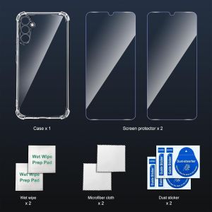 3 en 1 Verre Tremp&eacute; et Coque pour Samsung Galaxy A25 5G, [Coussin d'air Int&eacute;gr&eacute;] Anti-Jaunissement Souple TPU Bumper Coque Protection pour a25 Samsung 5g, Transparente - Neuf