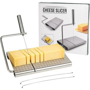Mevronisshop-Trancheuse &Agrave; Fromage En Acier Inoxydable - Planche &Agrave; D&eacute;couper - Planche &Agrave; Fromage - Coupe-Beurre - Avec Planche Et Grille De Mesure - Coupe-Fromage Interchangeable Pour Fromage En Bloc E - Neuf
