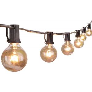 Guirlande Lumineuse D'extérieur De 7,6 M Avec 25 Ampoules Edison En Verre, Luminaire Suspendu Étanche Et Connectable Pour Jardin, Véranda, Balcon, Décoration De Fête, Culot E12, Noir - Neuf