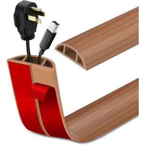 TIANYI-Passage de Cable au Sol adhésive PVC Flexible goulotte Passe Cable pour Bureau Maison entrepôt Concert (1m×5cm, Grain de Bois Jaune) - Neuf