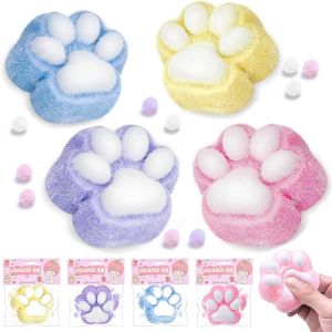 KAL-4 Pi&egrave;ces Jouet &Agrave; &Eacute;craser Pattes De Chat Mignon,Cat Paw Squeeze Toy,Funny Balle Anti-Stress Squeeze Balle,Chat Pattes Squishy, Filles Et Gar&ccedil;ons Pour D&eacute;tendre Soft Pattes De Chat Squishy Toy - Neuf