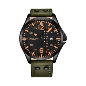 Montre &Agrave; Quartz En Cuir Aviator - Kaki Et Noir - Neuf