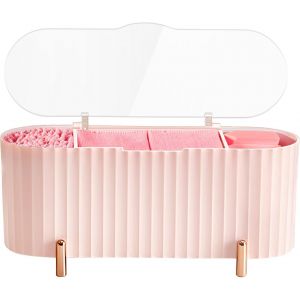 Rose 3-Compartiment De Coton-Tige Distributeur, Pas D'autres Éléments, La Boule De Coton Titulaire Avec Couvercle Transparent, Coton-Tige Boîte De Rangement, Salle De Bains Organisateur - Neuf