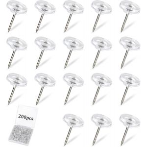 Chenquansarl-Lot De 200 Puna S Transparentes &Agrave; T&ecirc;te Plate Pour Le Bricolage Et La D&eacute;coration De Tableau D'affichage Et Tableau En Li&egrave;ge, Avec Bo&icirc;te De Rangement - Neuf