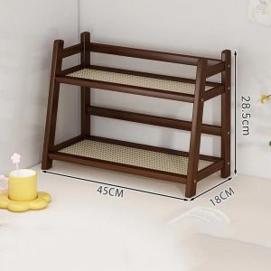 Caddie &Agrave; &Eacute;pices &Agrave; 2 Niveaux,&Eacute;tag&egrave;re De Rangement De Cuisine En Bambou,Organisateur D'Armoire De Bureau,Pr&eacute;sentoir De Comptoir De Bar &Agrave; Caf&eacute;,Porte-Gobelet.Middle Coffee. - Neuf