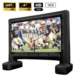 &Eacute;cran de projection gonflable 257 x 144 cm double face grand angle vision 160&deg; ambiance cin&eacute;ma en tissu oxford noir et blanc Helloshop26 20_0014734 - Neuf
