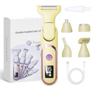 NSIECD-Rasoir intime 5 en 1 pour femme, &eacute;cran LCD, angle de 180 &deg;, r&eacute;glable, &eacute;tanche, rechargeable, &eacute;lectrique, pour maillot, aisselles, jambes (jaune) - Neuf
