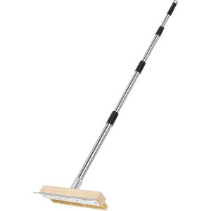 Ulteronixshop-Brosse de four &agrave; pizza avec grattoir en poils de laiton Brosse &agrave; pizza Pratique Outil de nettoyage de grill avec long manche portable pour le nettoyage commercial Cuisines 1123 - Neuf