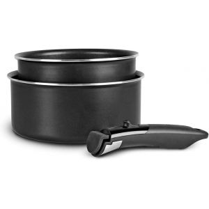 Subzonal-Sitram - 713285, Set De 2 Casseroles &Oslash;16 Et 20cm En Aluminium Anti-Adh&eacute;rent Avec Poign&eacute;e Amovible - Tous Feux Dont Induction, Argent - Neuf