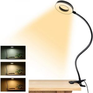 Noir, Lampe De Bureau À Pince 48 Led Flexible À 360°Lampe Lecture Clipsable 3 Modes D¿Éclairage &10 Niveaux De Luminosité Lampe Bureau Led Usb Pour Étude Et Travail ,Lampe De Lecture - Neuf