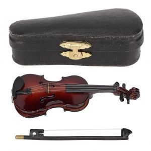 Violon miniature en bois avec support, archet et étui, mini instrument de musique, modèle de maison de poupée, décoration 10 cm - Neuf