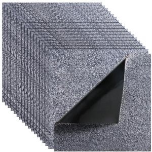 Dalle De Moquette Autocollante-Duoku-45,7 X 45,7 Cm-Lot De 10-Couvrant 2 &iquest;-Epaisseur 12 Mm-&Agrave; Poils Ras-Gris - Neuf