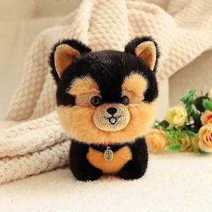 ZU Kawaii Teddy Pets Chiot moelleux r&eacute;aliste Poup&eacute;e douce Mignon Petit Chow Pomeranian Corgi Yorkie Jouets en peluche avec charme Cadeau pour fille-Yorkshire - Neuf