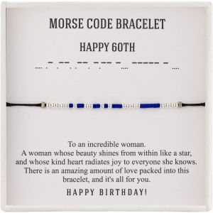 Cadeau D'anniversaire Pour Femme, Bracelet « Happy 60th Morse », Mes Secret, Bijou D'anniversaire Pour Femme, Amie 1962, Cadeau D'amitié, Résine - Neuf