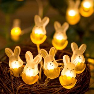KAL-Guirlande Lumineuse Extérieure, 10Ft 30Led Blanc Chaud Lapin Pâques Fils De Cuivre Lumières Décoratives Batterie Opération Pour Pâques Chambre Mur Balcon Jardin Diy Fête Décor (1Pcs) - Neuf