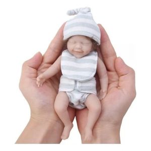 Mini poupée reborn en silicone, corps entier, aux cheveux bouclés - Neuf
