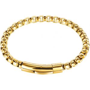 Kal-Bracelet Cha&icirc;ne Acier Inoxydable, Bracelet Cha&icirc;ne Rolo Cha&icirc;ne Cubaine Bracelet Homme Acier Inoxydable Bracelet Cha&icirc;ne Bo&icirc;te Homme Bracelet En Acier Inoxydable Pour Homme Femme Bijoux - Neuf