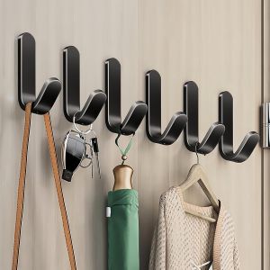 TZF-12 Pi&egrave;ces Crochet Adh&eacute;sif 3M Autocollants Crochet Murale Salle de Bain Porte Serviette Imperm&eacute;able pour Chambre Salle de Bain Cuisine Plafond accrocher des Peignoirs (Noir) - Neuf