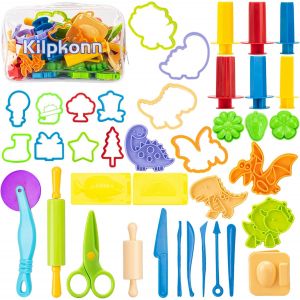 Dough Modeler Kit41 pièces accessoire pâte à modelermoulesformeciseauxrouleau à pâtisserietapis de pâte à modeler avec sac de rangementcadeau de dough pour filles garçons - Neuf