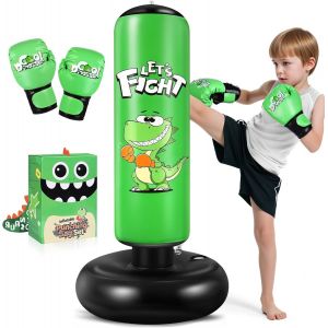 Sac De Boxe Pour Enfants, Gonflable Sac De Boxe Enfant 120cm - Id&eacute;al Pour Karat&eacute;, Taekwondo, Cadeau Parfait Pour Gar&ccedil;ons & Filles De 3 &Agrave; 8 Ans - Neuf
