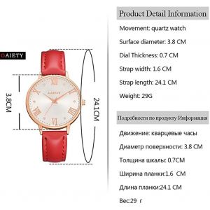 Gaiety Simple Rose Gold Cadre Pu Bracelet Cadran Montre Analogique Quartz Montre-Bracelet (Rouge) - Neuf