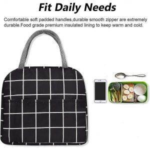 Sac &agrave; lunch isotherme compact &iquest; Sac fourre-tout imperm&eacute;able, r&eacute;utilisable et durable pour le travail, l'&eacute;cole ou les pique-niques &iquest; Noir - Neuf