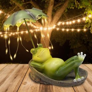 Mevronisshop-Grenouille En R&eacute;sine Solaire Avec Led Lampes, Statue D&eacute;corative Pour Jardin Exterieur - Neuf