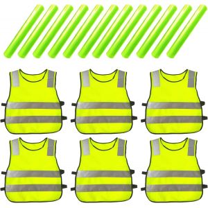 Acdsgd-Lot De 6 Gilet Jaune Enfant Reflechissant Gilet De Securite Enfant Avec 6 Brassards R&eacute;fl&eacute;chissants Pour Enfants De 3 &Agrave; 12 Ans, Le Chemin De L'&eacute;cole, Le V&eacute;lo, La Circulation Routi&egrave;re - Neuf