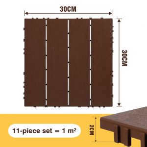 77x Dalle de terrasse dalles en plastique sol en plastique avec syst&egrave;me d'encliquetage pour jardin 30x30cm Brun - Neuf