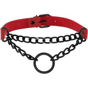 Kal-Choker Punk Gothique Cuir Pu Ras De Cou &Agrave; Cha&icirc;ne Cercle Collier Rock Femme Homme R&eacute;glable - Neuf