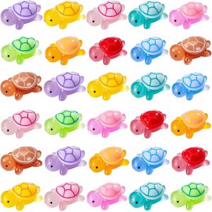Mevronisshop-Kettion Lot De 30 Mini Tortues Lumineuses En Résine - Figurines Miniatures Phosphorescentes - Mini Animaux Multicolores - Scènes De Paysage Diy - Petites Tortues Pour Décoration De Jardi - Neuf