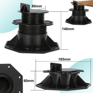 Plot r&eacute;glable pour terrasse bois et composite 60 &agrave; 140 mm Roulements Lot de 100 plots - Neuf