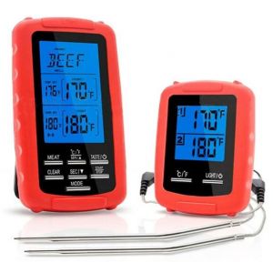Thermom&egrave;tre &agrave; viande sans fil, thermom&egrave;tre alimentaire pour barbecue, thermom&egrave;tre pour fumoir, thermom&egrave;tre de cuisson pour four, thermom&egrave;tre num&eacute;rique &agrave; double sonde - Neuf