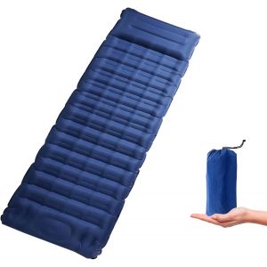 Letnerny-Matelas De Camping Autogonflant De 12 Cm D'épaisseur Avec Oreiller Et Pompe À Pied, Tapis De Couchage Imperméable Et Durable Pour Voyage, Randonnée, Tente De Camping En Plein Air - Neuf