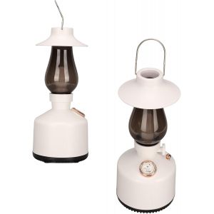 KALANKA-Lanterne Vintage, Veilleuse Haut-Parleur Ipx4 Lampe de Camping Portable étanche Son Surround à 360 Degrés Veilleuse Rétro avec Musique, Lampe Rechargeable(Blanc) - Neuf