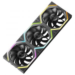 Build Blocks UNI Daisy Chain RGB PC Ventilateur 120MM 3er Pack,2000RPM/62.36CFM,5V3PIN ARGB und 12V4PIN PWM Ventilateur (Noir Reverse Blade) - Neuf