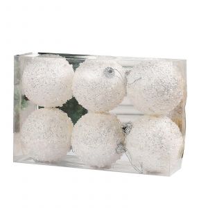 6X Boules de No&euml;l, Blanc, Cr&eacute;atrice de Vacances de D&eacute;coration, Compatible avec des d&eacute;corations de No&euml;l, Lieu de F&ecirc;te Cadeau - Neuf